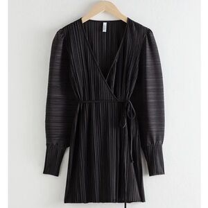 & Other Stories Black Pleated Dress